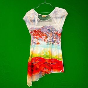 Flowy Watercolor Silky Top by One World SM